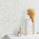 Papel pintado no tejido, papel pintado motivo floral La Terrasse gris, crema