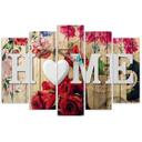 5 stykke lærredsprint Inscription Home With Rose Flowers