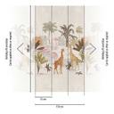 Safari tapet beige farverigt - non-woven tapet med giraffer og palmer til stue og børneværelse