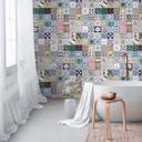 Patchworktapet med farverigt fliselook - middelhavstapet - dekorativt non-woven tapet