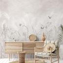 Scandinavisch design wilde bloemenweide met vlinders Fotobehang - Ms Tiff