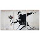 3 stykke lærredstryk, Banksy Graffiti kunstblomster