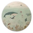 Cuadro de madera aventura submarina con animales marinos - Azul - Oliver Robins - Redondo