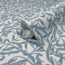 Papel pintado no tejido hojas, motivo hoja naturaleza floral en azul