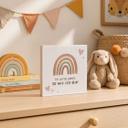 Holzbild zum Hinstellen - Boho-Regenbogen mit Mutmachspruch 'Ich werde geliebt'