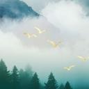Papel pintado Paisaje nocturno con niebla - SpaceFrog Designs