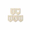 Decoración en madera álamo - cadena de banderines I Love Dad (set de 5) incl. cuerda de algodón