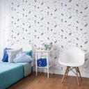 Børnetapet, non-woven tapet med illustration Kids Walls hvid, grå