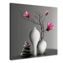 Lienzo rama de magnolia en jarrón blanco - Cuadrado