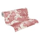 Fugletapet creme bordeaux - Ikke-vævet tapet med påfugle og blomster i et vintage-look