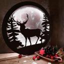 Décoration lumineuse LED en MDF - Cerf dans la forêt