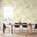 Ikke-vævet tapet med bladmønster grøn beige - blomstret fototapet - naturlook