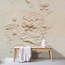 Relief tapet med blomstermønster - elegant 3D vægdesign i creme