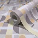 Papel pintado no tejido de color gris blanco amarillo formas modernas gráfico geométrico 