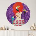Vinilo decorativo Mujer con trío de tucanes - Hülya - Redondo