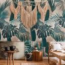 Papel pintado selva verde beige fotomural hojas de palma papel pintado no tejido verde oscuro salón