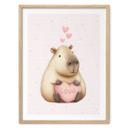 Capybara-børneplakat med kærlighedshjerte