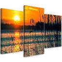 3 stykke lærredsprint, Sunset Lake Grass Nature