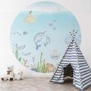 Tapet cirkel Oliver Robins - Underwater Friends - vliesetapet/selvklæbende non-woven tapet