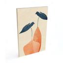 Cuadro de madera de hojas de monstera en dos jarrones de color albaricoque - Kubistika