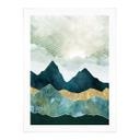 Póster Paisaje soleado en azul y dorado - SpaceFrog Designs