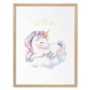 Póster de unicornio dormido con estrellas | Simpática criatura mítica para la habitación del bebé