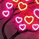 Fotomural Árbol con corazones rojos | Neon Art - Mielu