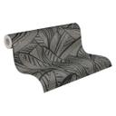 Papel pintado jungla con motivo de hojas negro gris - papel pintado no tejido moderno elegante y expresivo