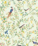 Ikke-vævet tapet fugle, blomster blomster natur mat i grøn 