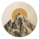 Cuadro de madera sol detrás de montaña - Bodart redondo