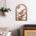 Decoración en madera caoba - montañas en la ventana