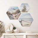 Hexagon Dibond Sæt med kystflair (3 dele)