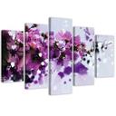5 stykke lærredsprint Blomster Lilla Natur