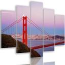 Lærredstryk 5 styk, Golden Gate Bridge