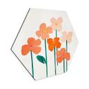 Hexagon Dibond Små blomster i ferskenfarver - Kubistika