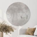 Wanddecoratie hert in het nevelwoud - Ms Tiff - Alu-Dibond Rond