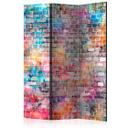 Screen room divider - Farverige mursten, 3-delt - 135x172 cm