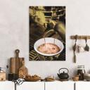 Geborsteld Alu-Dibond met goud-, zilver- & kopereffect - Barista Coffee - Pictufy Studio