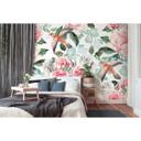 non-woven tapet Paradise birds roser fototapet Designwalls i hvid og pink 