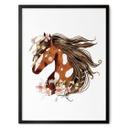 Póster boho con cabeza de caballo y corona de flores | motivo de caballo para la habitación de los n