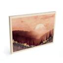 Cuadro de madera rosa puesta de sol sobre el bosque - SpaceFrog Designs