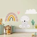 Sticker mural Dinosaure et arc-en-ciel