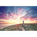 Fototapet solnedgang rosa blå - Ikke-vævet tapet 3,75 m x 2,50 m kystmotiv