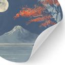 Vinilo decorativo luna llena sobre la cima del Fuji-san - Roze - Redondo