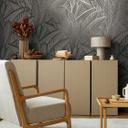 Papel pintado jungla con motivo de hojas negro gris - papel pintado no tejido moderno elegante y expresivo