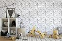 Børnetapet, non-woven tapet med illustration Kids Walls hvid, grå 