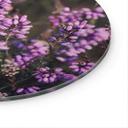 Glasbillede - Lilla lyngblomst i varmt lys - Annie - Rund