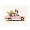 Póster tigre sobre coche rosa - Bodart