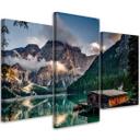 3 stykke lærredstryk, Hut Mountains Lake Landscape