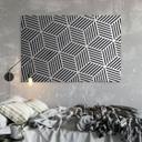 Geborsteld Alu-Dibond met goud-, zilver- & kopereffect - Geometrisch lijnenpatroon